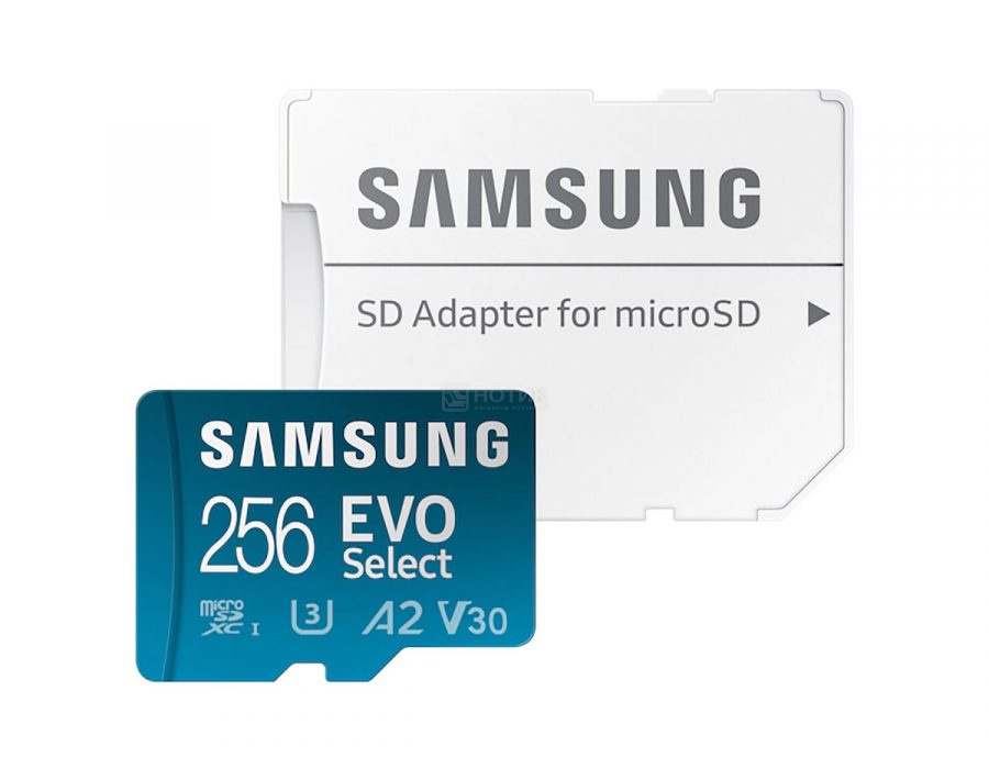  Карта памяти Samsung microSDXC 256GB EVO Select microSDXC Class 10 UHS-I, U3 + SD адаптер MB-ME256KA/AM