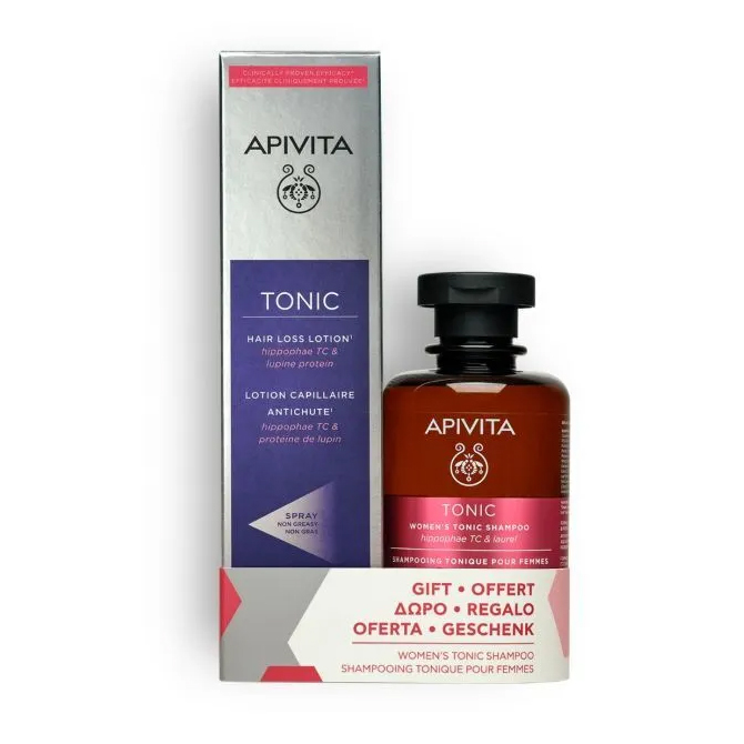 Выгодные наборы Apivita Набор против выпадения волос для женщин (тонизирующий лосьон 150 мл + тонизирующий шампунь 250 мл) (Apivita, Hair)