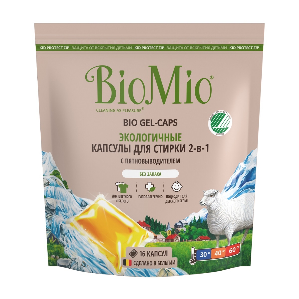   Socolor BioMio Экологичные капсулы для стирки Color & White, 16 шт (BioMio, Стирка)