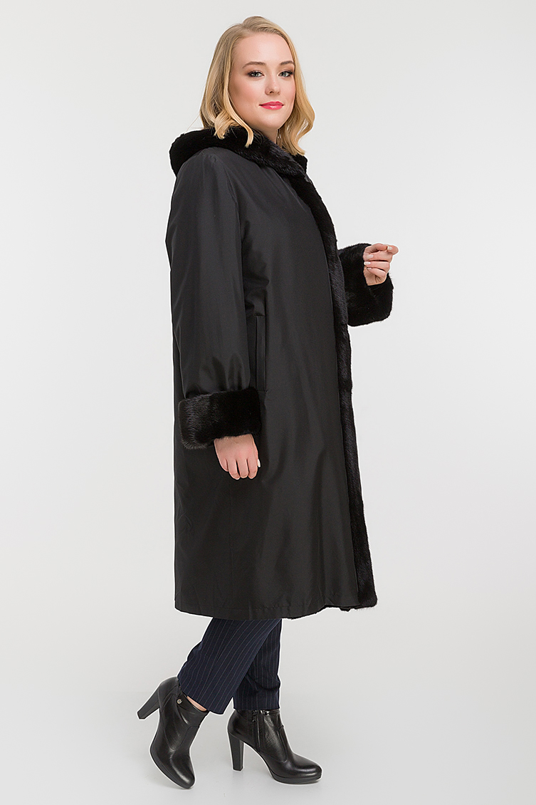 Двухстороннее пальто на меху для зимы на большой размер