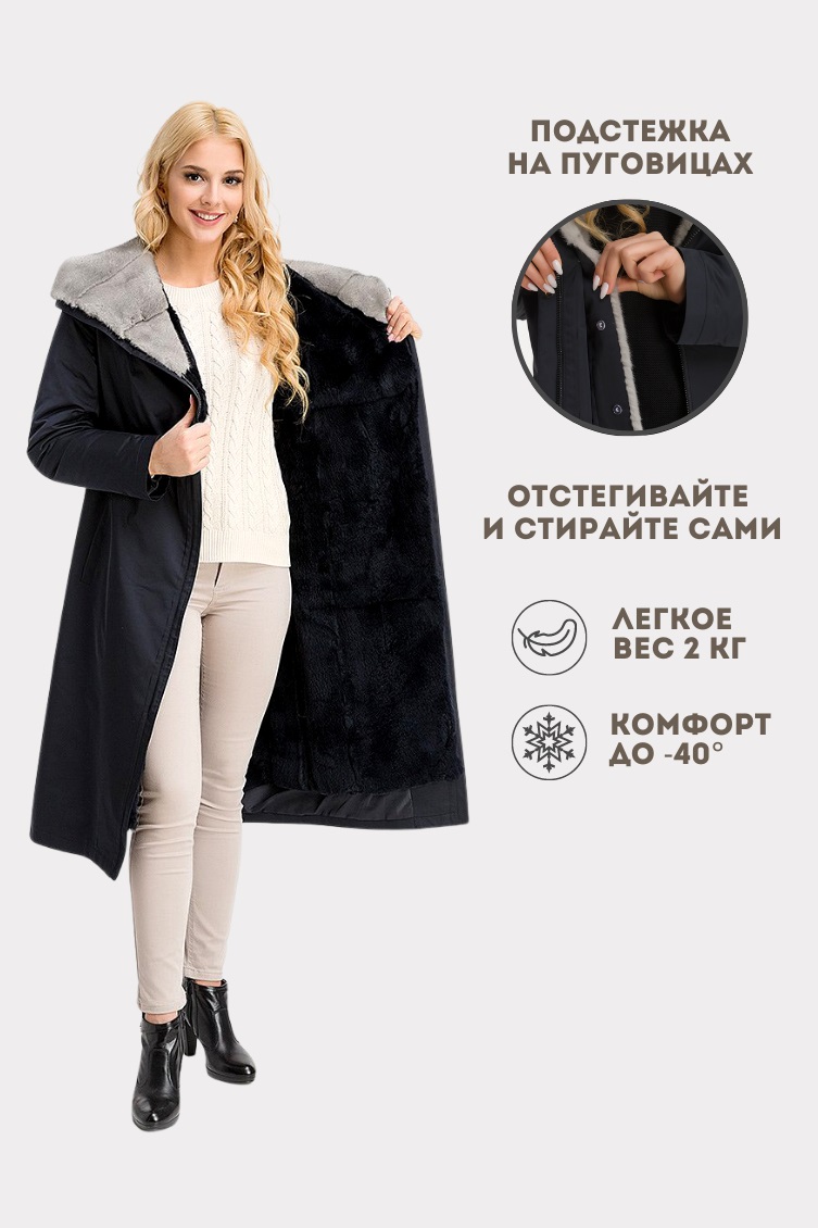 Зимнее пальто с норковым капюшоном