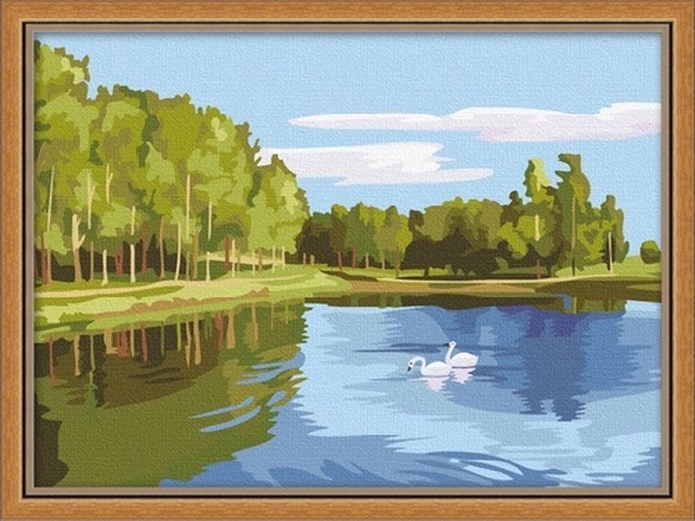 Раскраски по номерам  Цветное Картина по номерам «Лебединое озеро»
