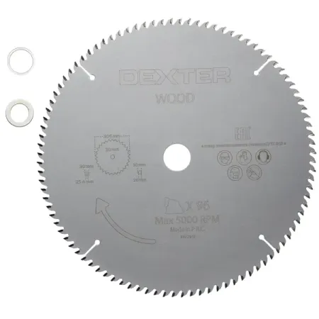 Пильные диски Диск пильный по дереву Dexter FD-E033053096T 96Т 305x30x1.2 мм, кольца: 20 и 25.4