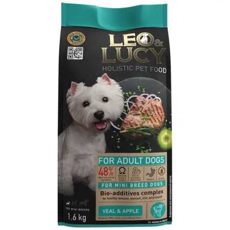 Leo Lucy Leo Lucy сухой полнорационный корм для собак мелких пород, с телятиной, яблоком и биодобавками - 1,6 кг