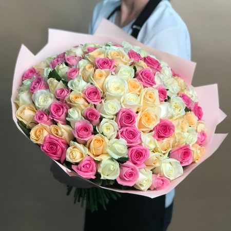   Flor2u Букет из роз нежный микс 101 шт. (40 см)