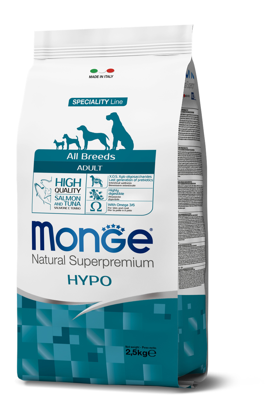 Корм Monge гипоаллергенный корм для собак всех пород, лосось с тунцом (12 кг)