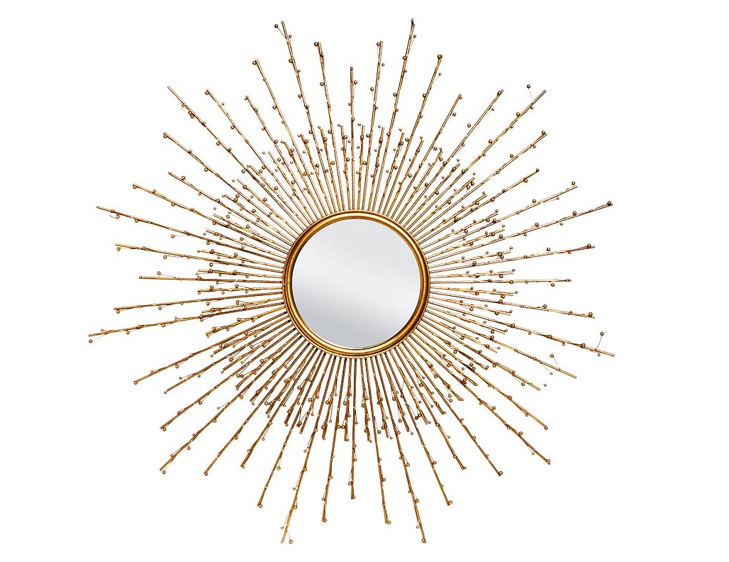 Зеркало лучи солнца (garda decor) золотой 101x101 см.