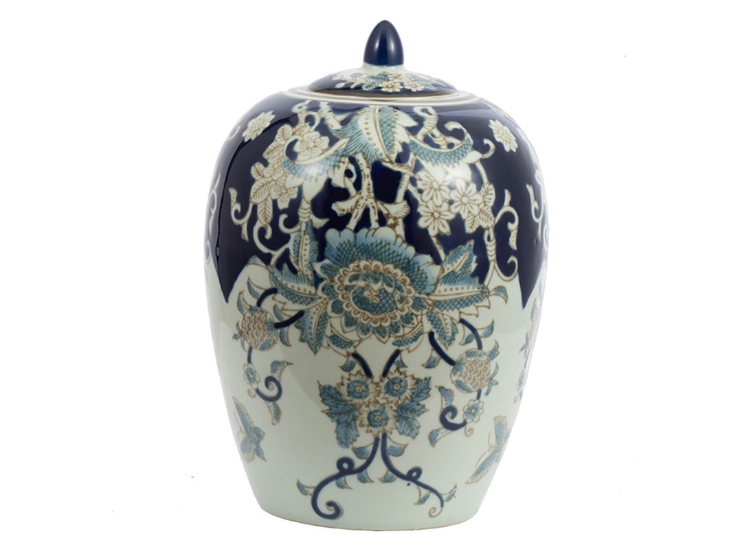   The Furnish Ваза с крышкой (glasar) синий 20.0x29.0x20.0 см.