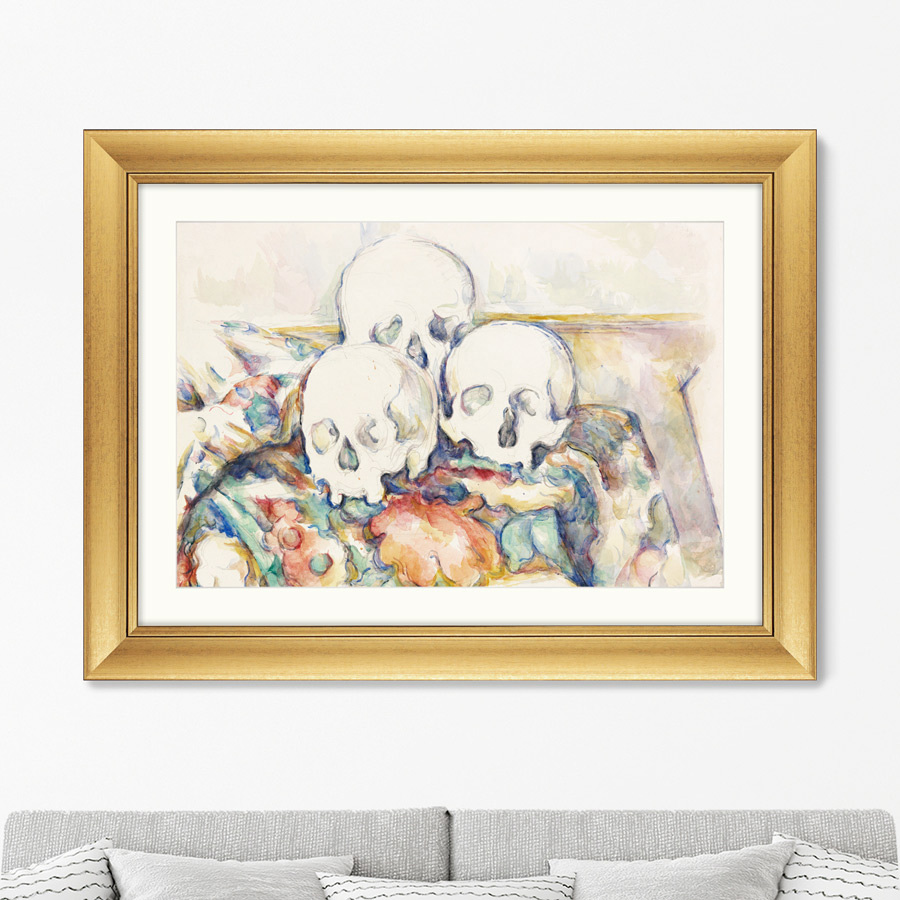 Репродукция картины в раме the three skulls ,1902 г (картины в квартиру) бежевый 80x60 см.