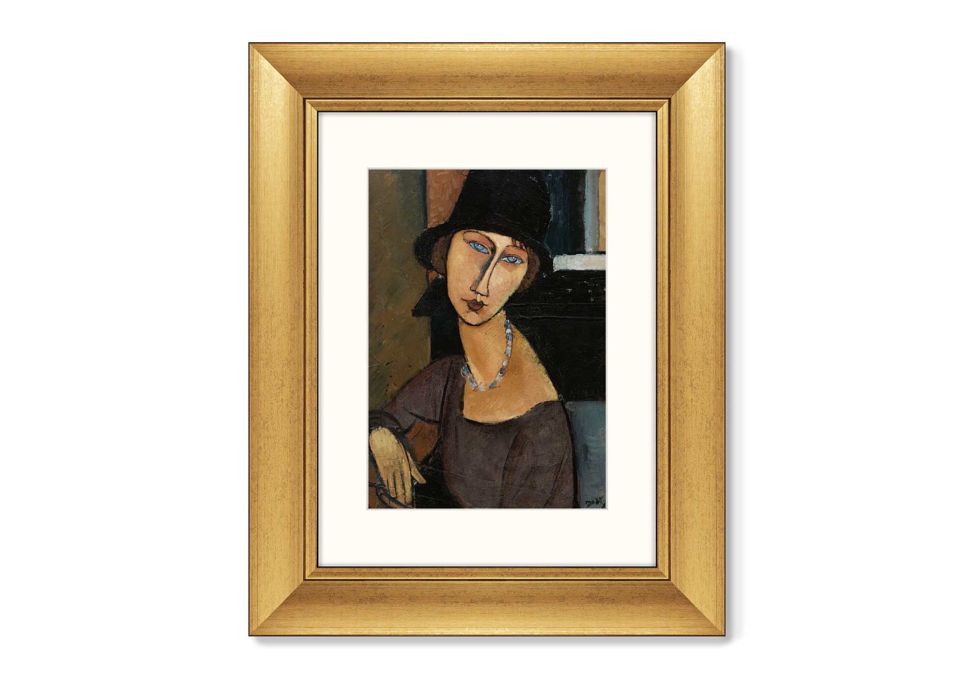 Репродукция картины в раме jeanne hebuterne (au chapeau), 1917г. (картины в квартиру) мультиколор 40x50 см.