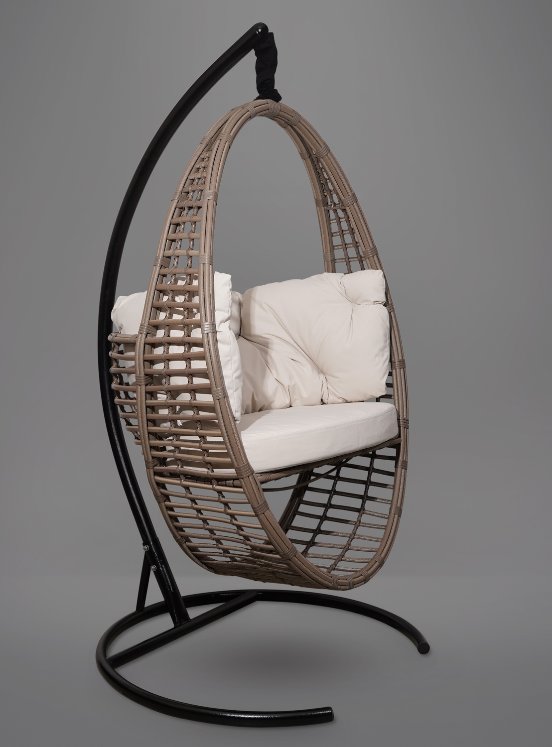 Подвесное кресло-кокон derbent светло-коричневое с бежевой подушкой (лаура) коричневый 97x140x45 см.