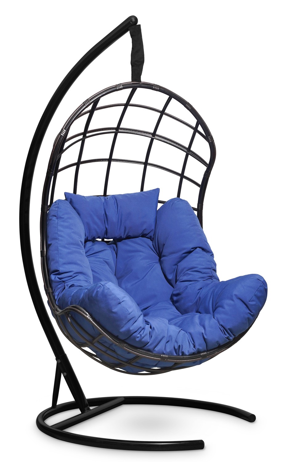 Подвесное кресло-кокон барселона плюс с синей подушкой (лаура) синий 110x195x110 см.