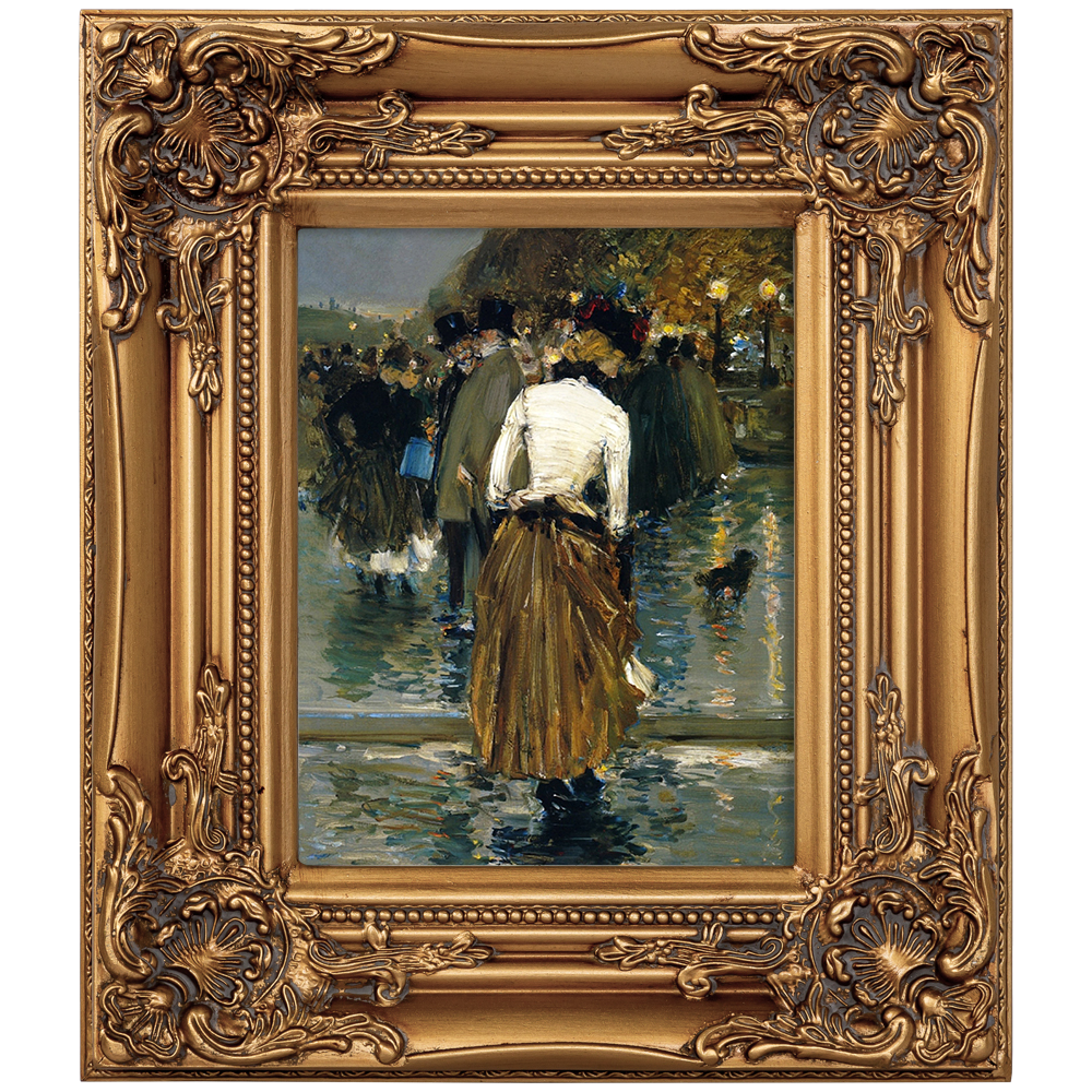 Репродукция «прогулка на закате» в картинной раме «шелли» (object desire) золотой 34x39x4 см.