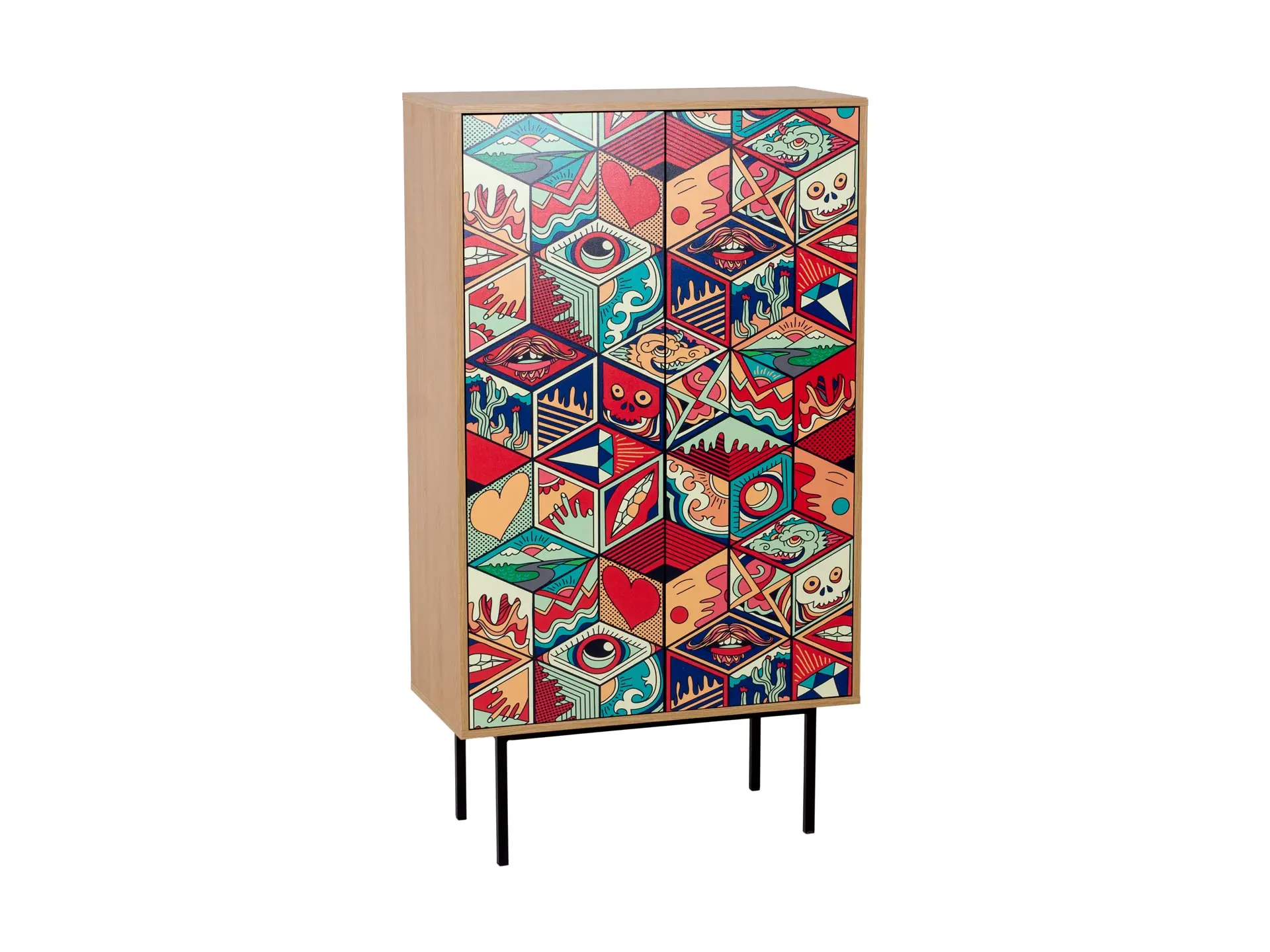 Бельевые шкафы Шкаф 2-дверный boho color (ogogo) мультиколор 84x150x40 см.