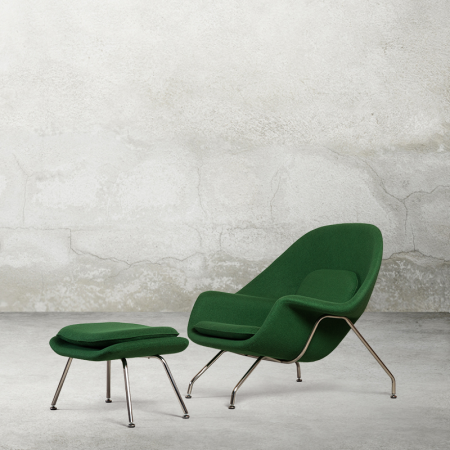 Кресло c оттоманкой womb chair (desondo) зеленый