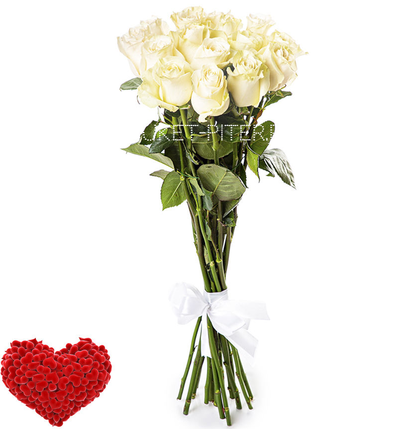 Белые розы  Букет СПБ Букет Белых Роз (КРУПНЫЙ БУТОН) Эквадор 70см