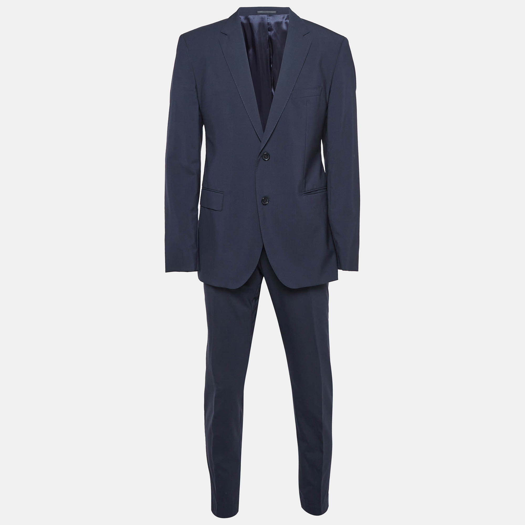   The Luxury Closet Boss By Hugo Boss Navy Blue Wool Blazer & Pants Suit Set