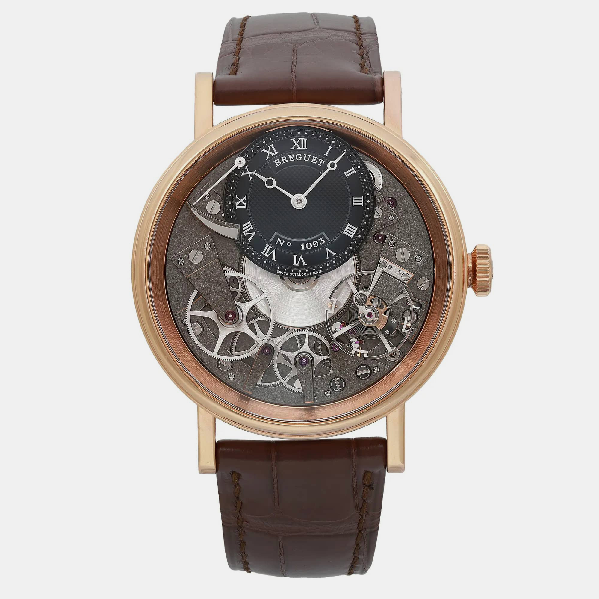 Watches Breguet Skeleton 18K Rose Gold Tradition Manual Winding Men's Wristwatch 40 mm