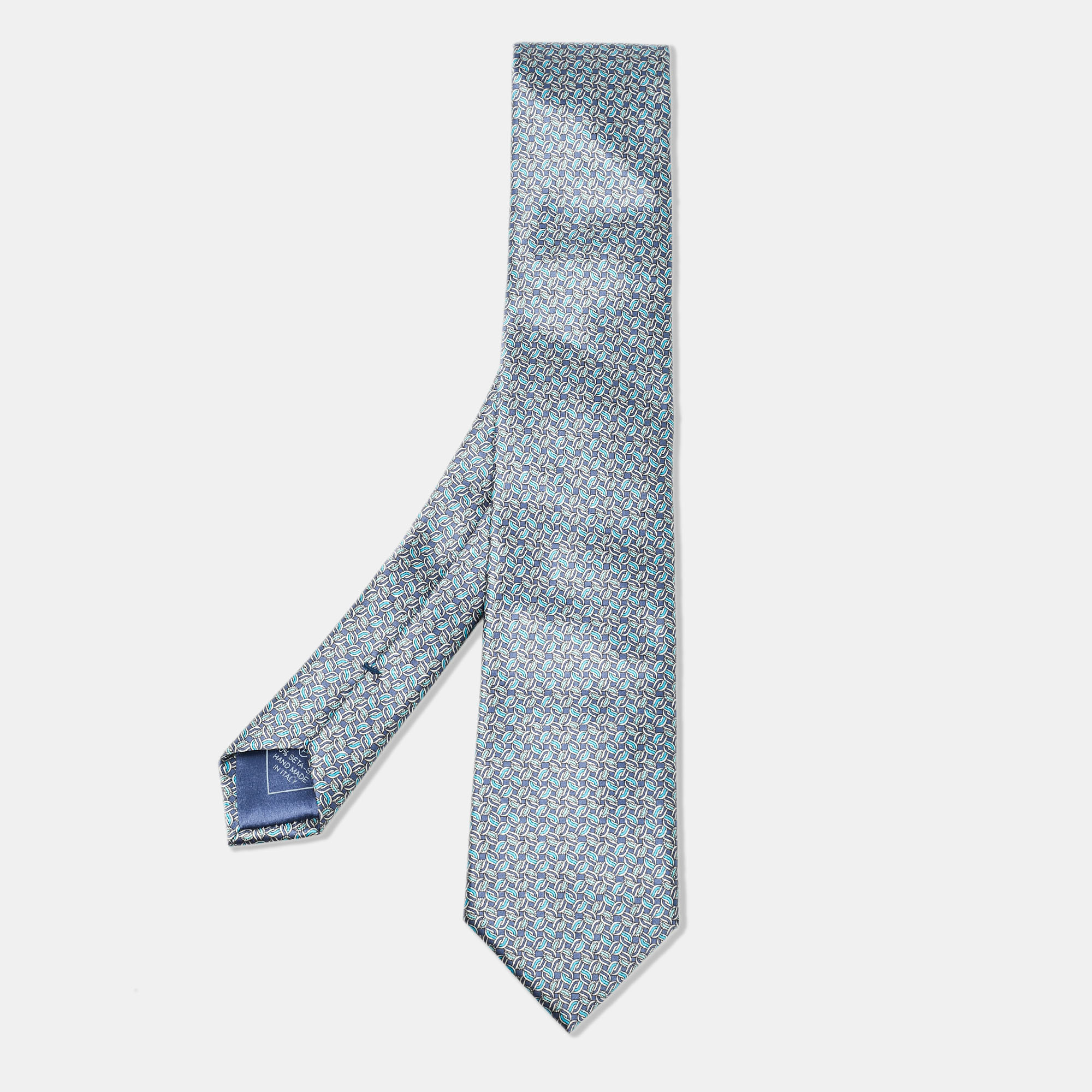 Neckties Brioni Blue Printed Satin Tie