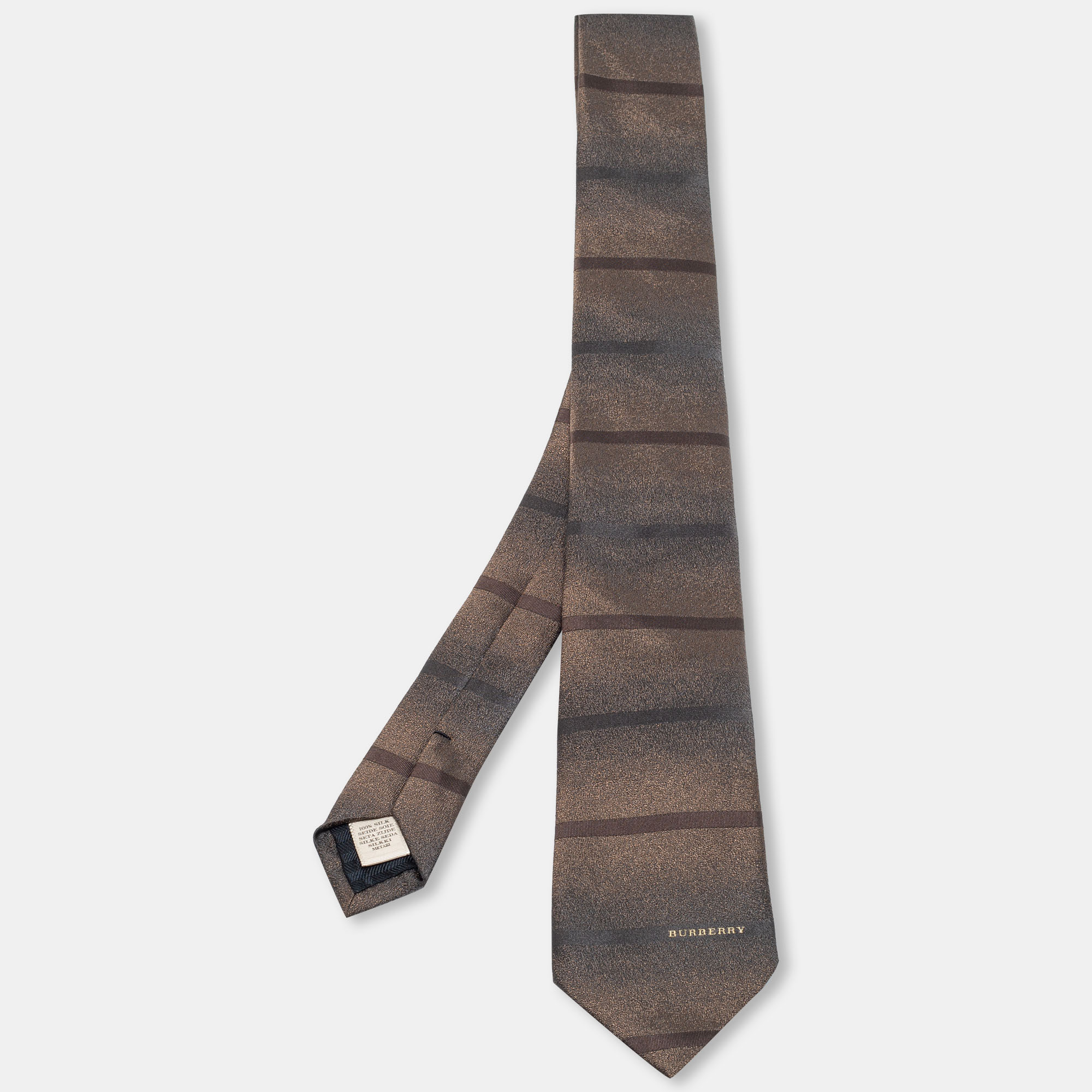 Burberry Brown Striped Silk Tie