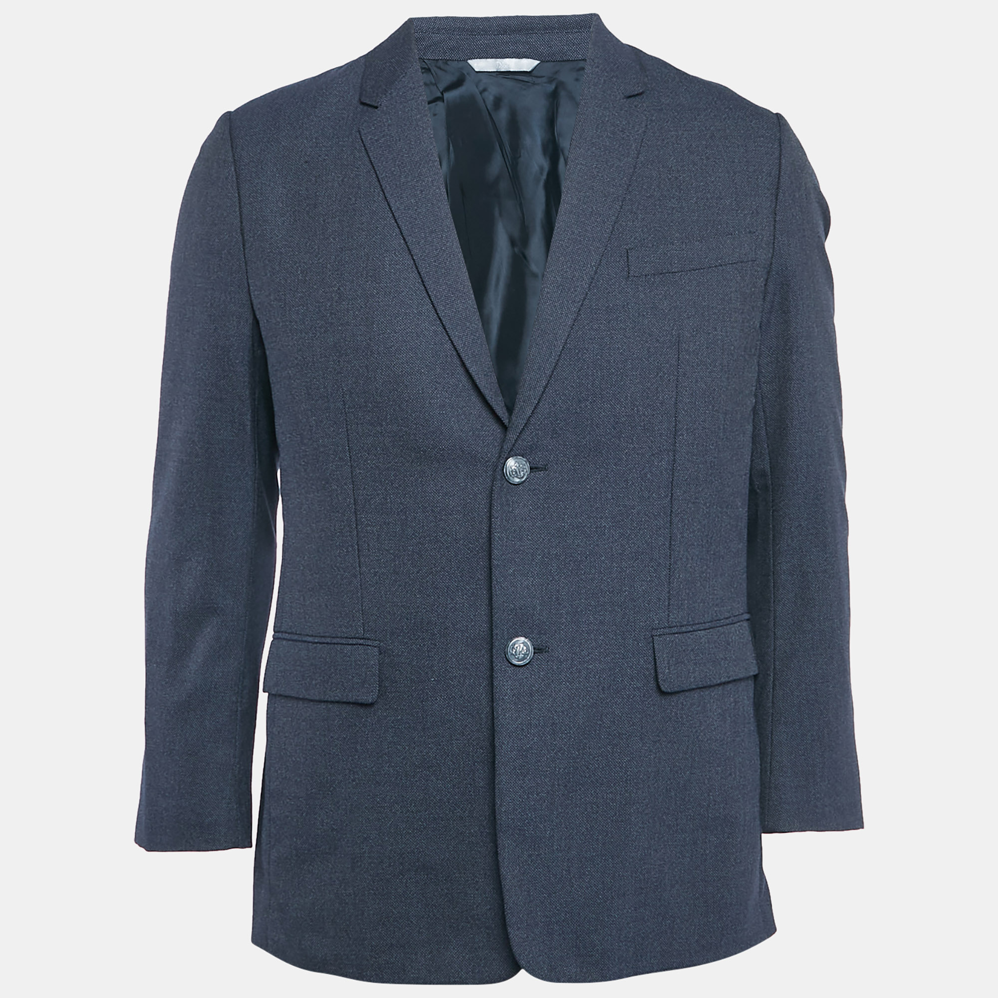 Dior Homme Navy Blue Single Breasted Coat L