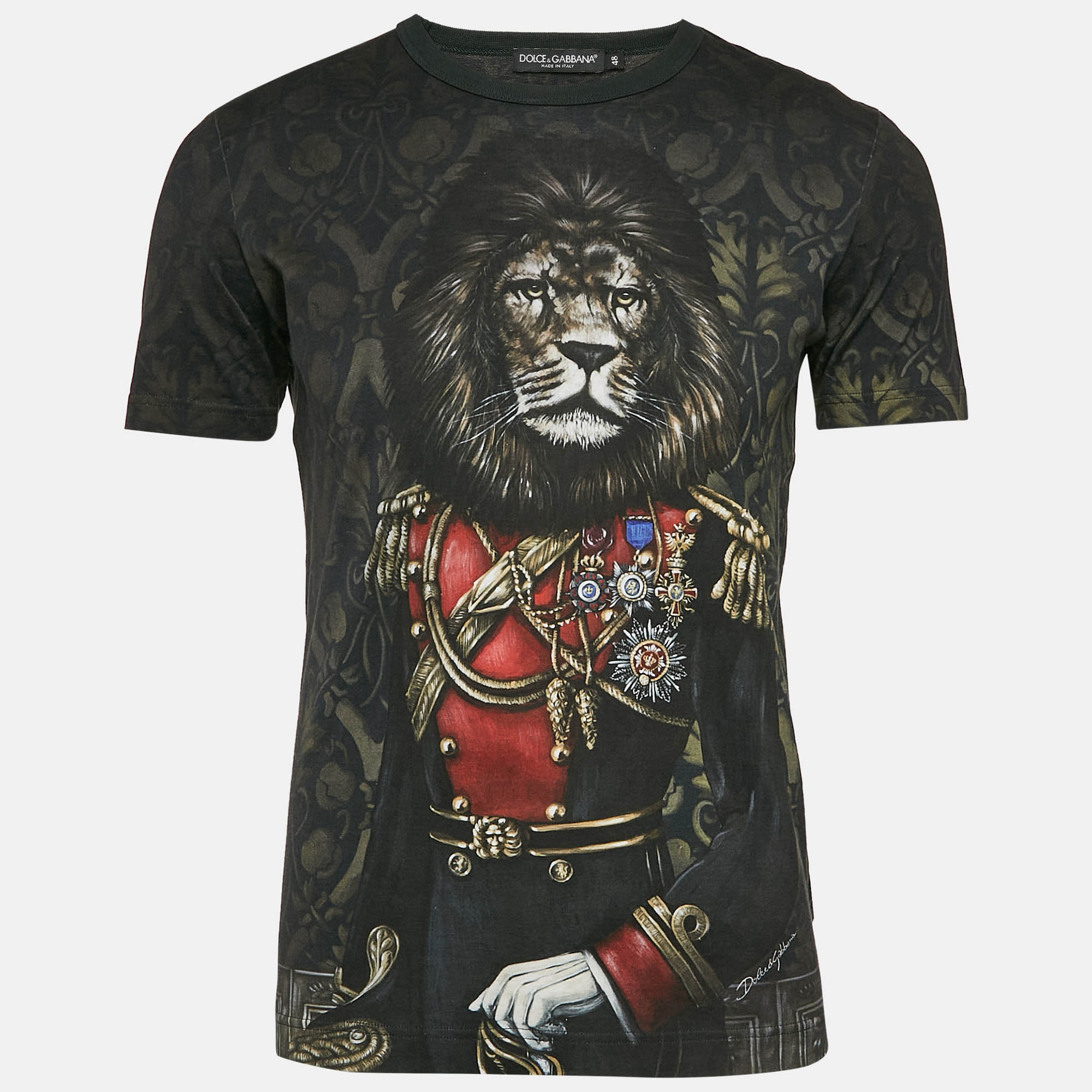 Dolce & Gabbana Black Heraldic Sicilia Print Cotton T-Shirt M