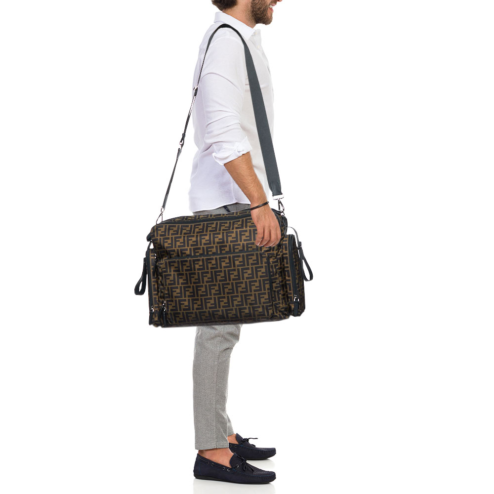   The Luxury Closet Fendi Tobacco Zucca Nylon and Leather Changing Messenger Bag