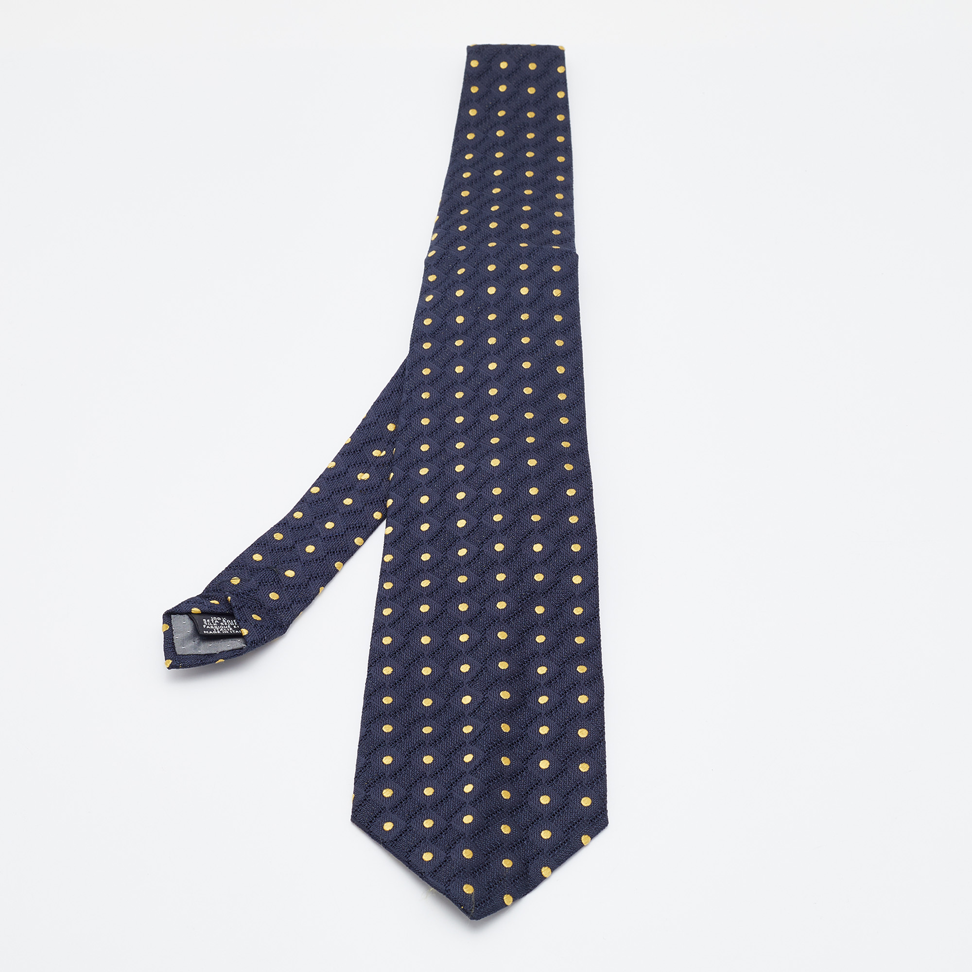 Neckties  The Luxury Closet Gianfranco Ferre Navy Blue Polka Dot Silk jacquard Tie