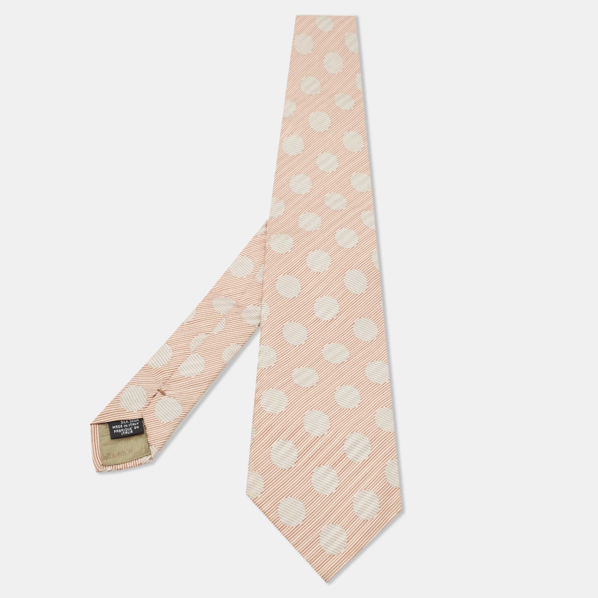 Neckties Giorgio Armani Vintage Pale Pink Polka Dot Silk Tie