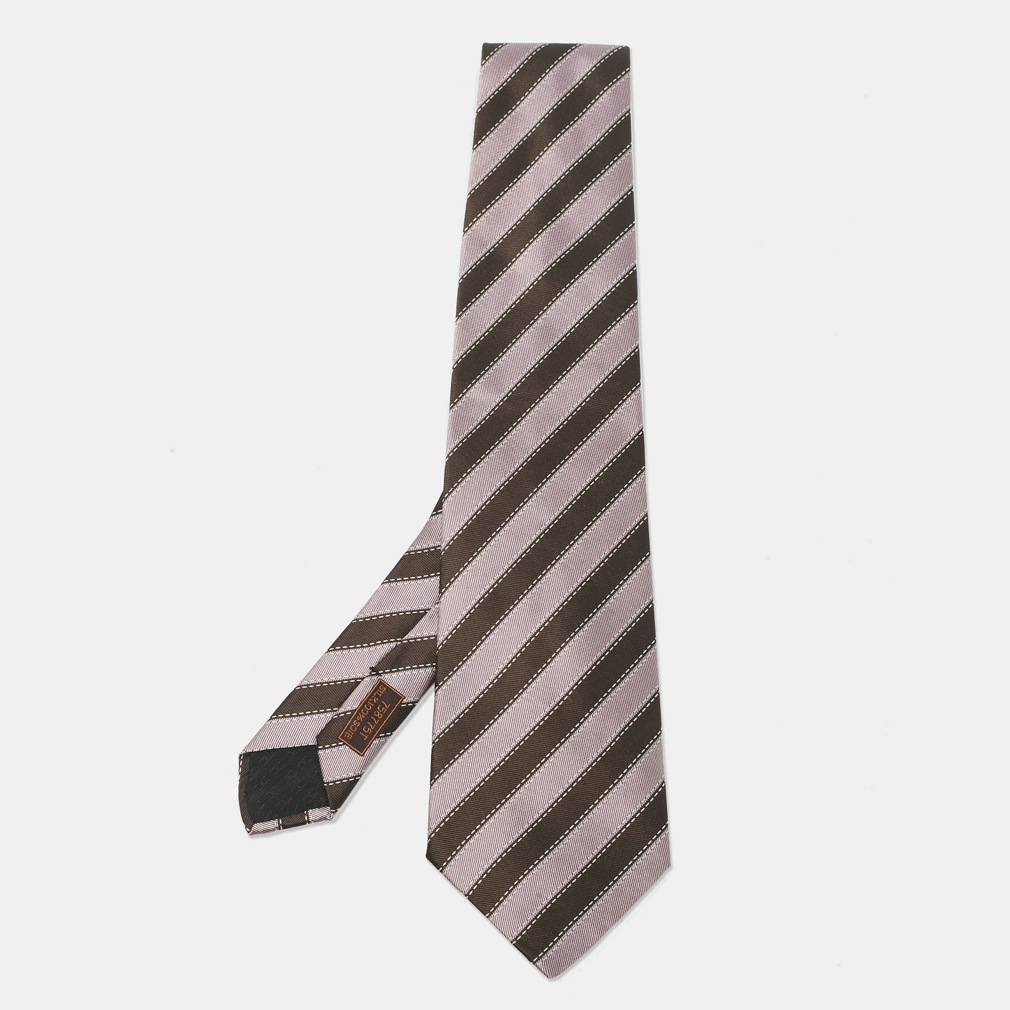 Neckties  The Luxury Closet Hermès Brown Diagonal Striped Silk Tie