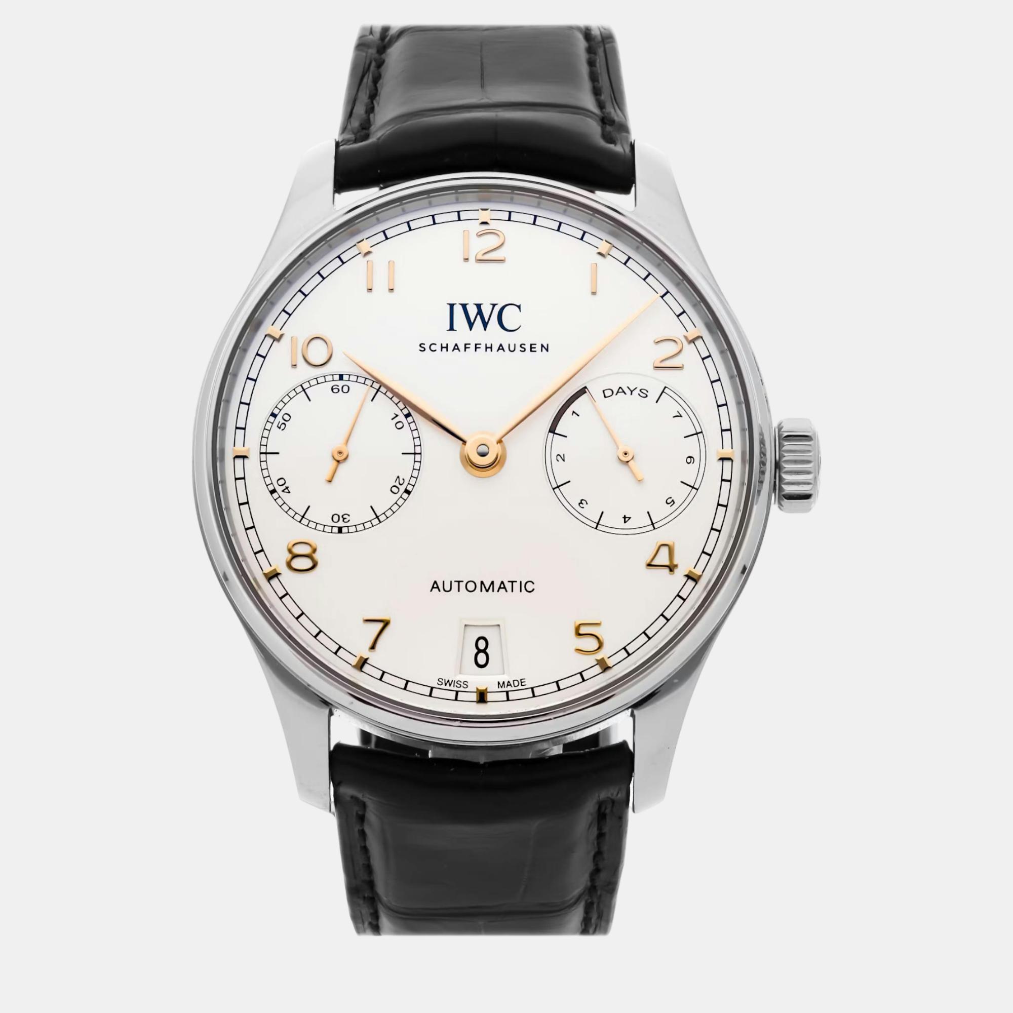 Watches IWC Silver Stainless Steel Portugieser IW5007-04 Automatic Men's Wristwatch 42 mm