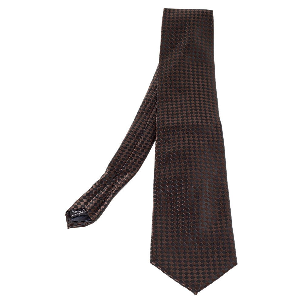 Neckties  The Luxury Closet Lanvin Vintage Brown & Black Checkered Silk Traditional Tie