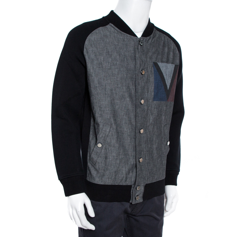 Louis Vuitton Black Denim Varsity Knit Jacket XL