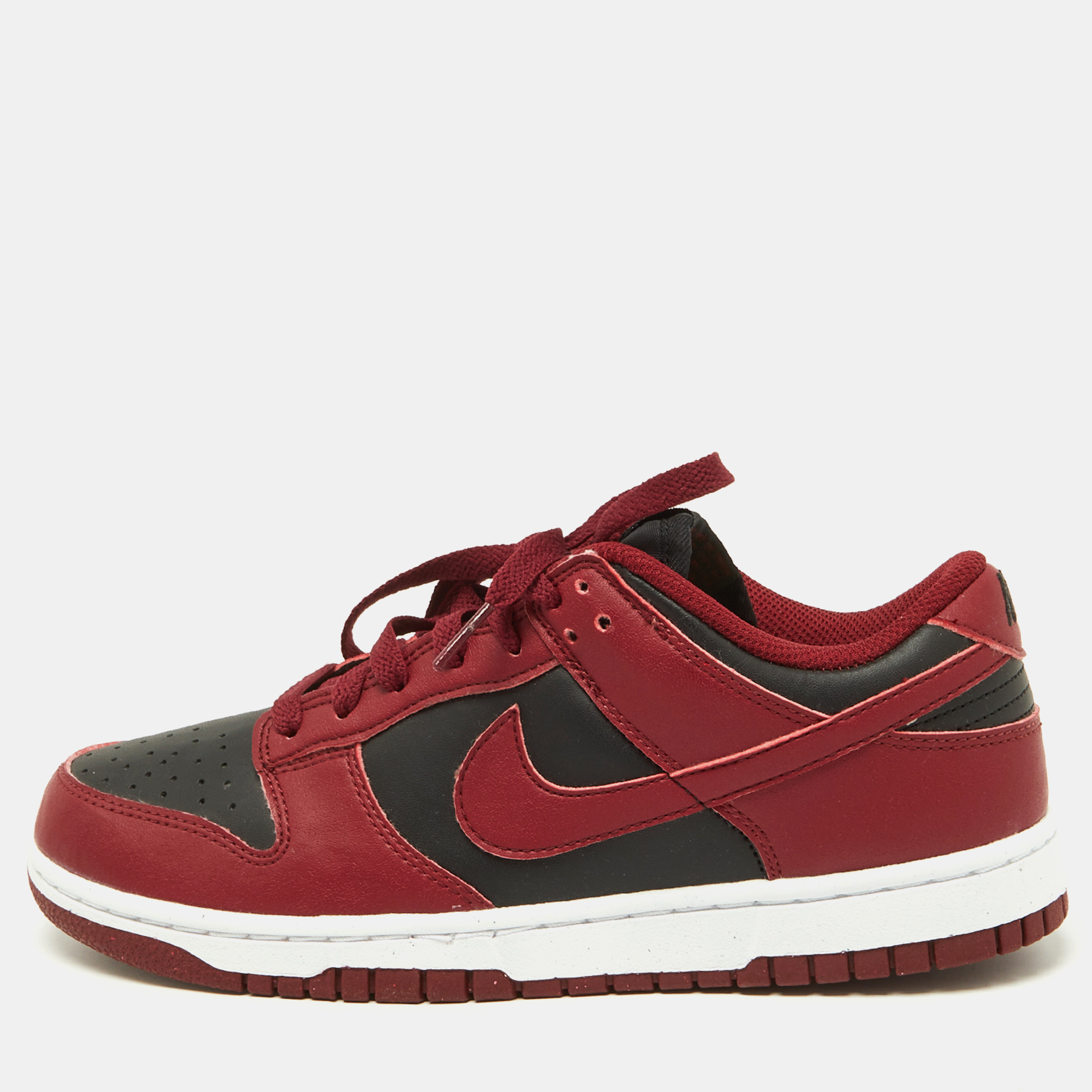 Nike Red/Black Leather Dunk Low Top Team Red Sneakers Size 40