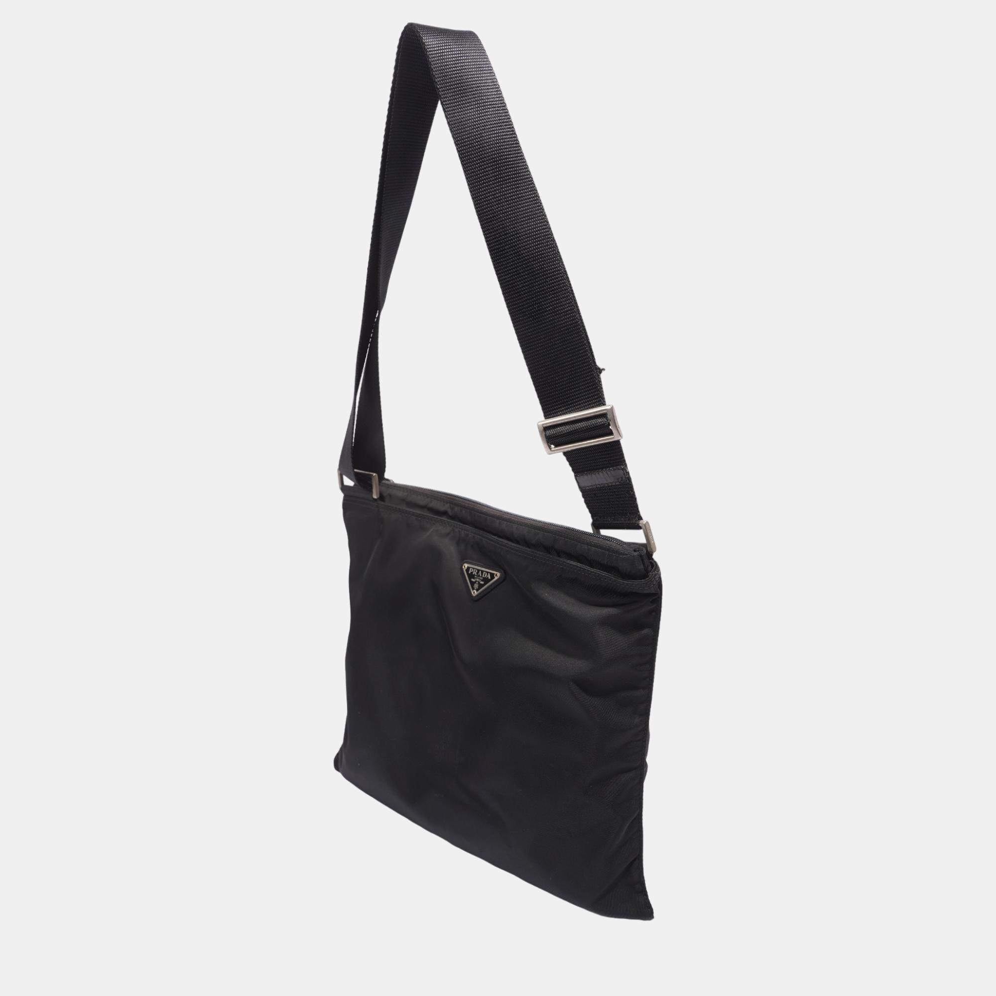 Messenger Bags  The Luxury Closet Prada Tessuto Bag Black Re Nylon