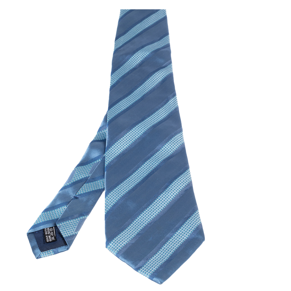 Neckties  The Luxury Closet Salvatore Ferragamo Blue Multistriped Silk Tie