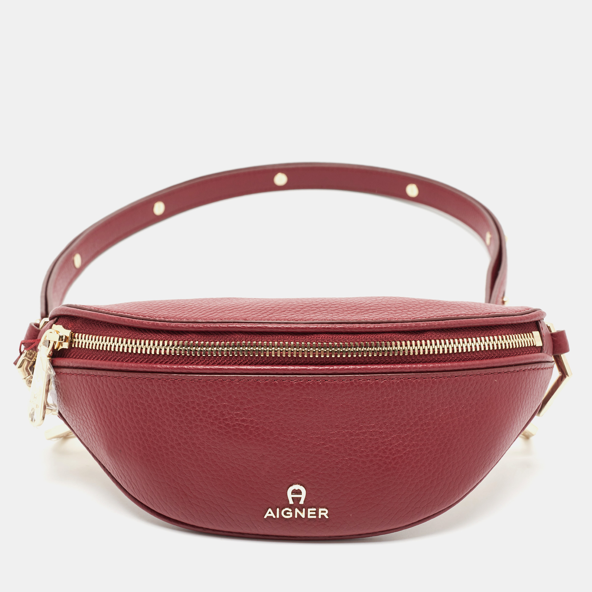 Aigner Burgundy Leather Small Serena Belt Bag