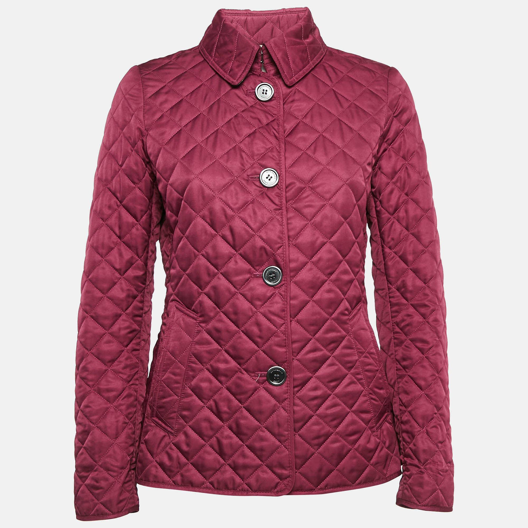 Burberry Brit Burgundy Gabardine Quilted Jacket S