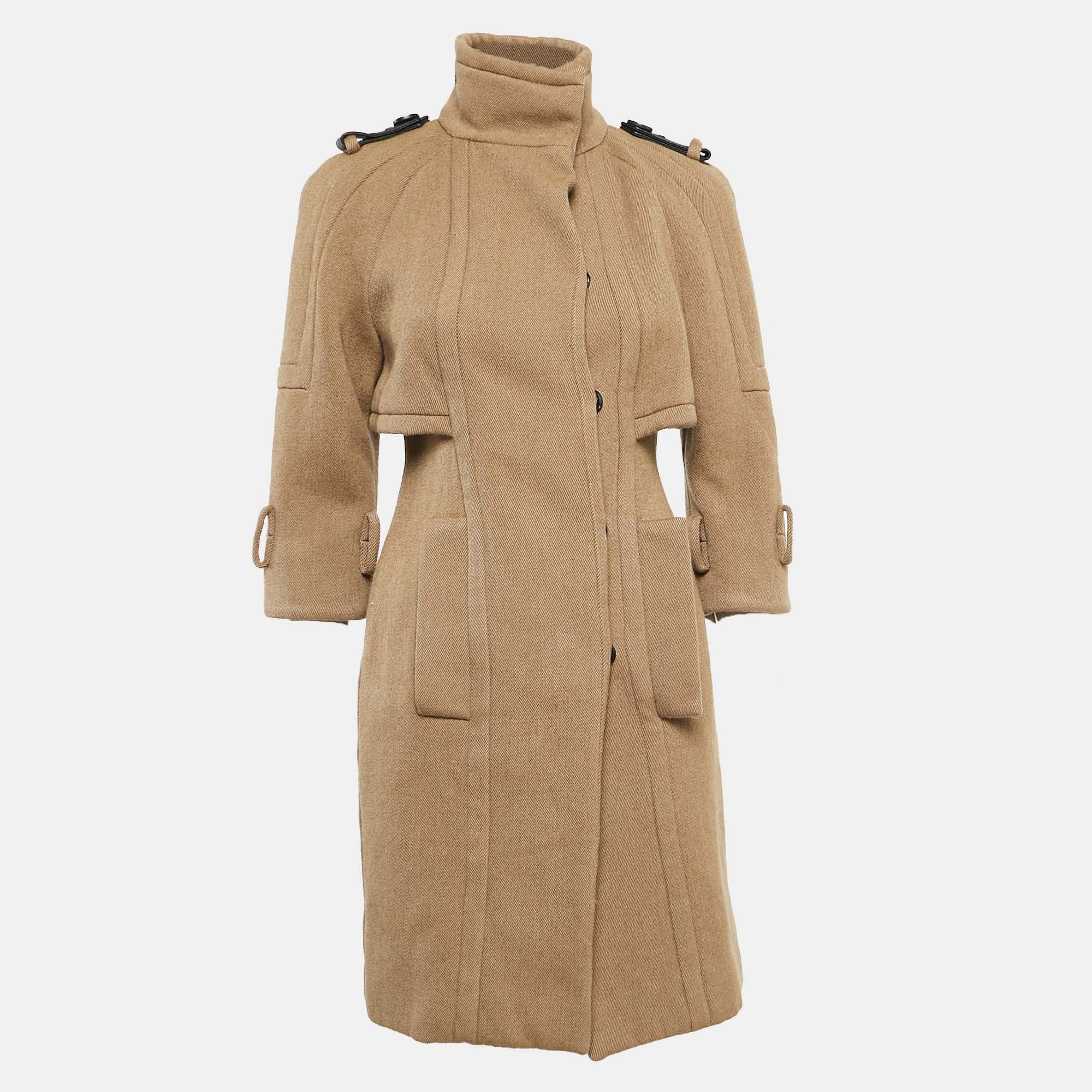 Burberry Prorsum Beige Wool Drill Mid-Length Coat XS