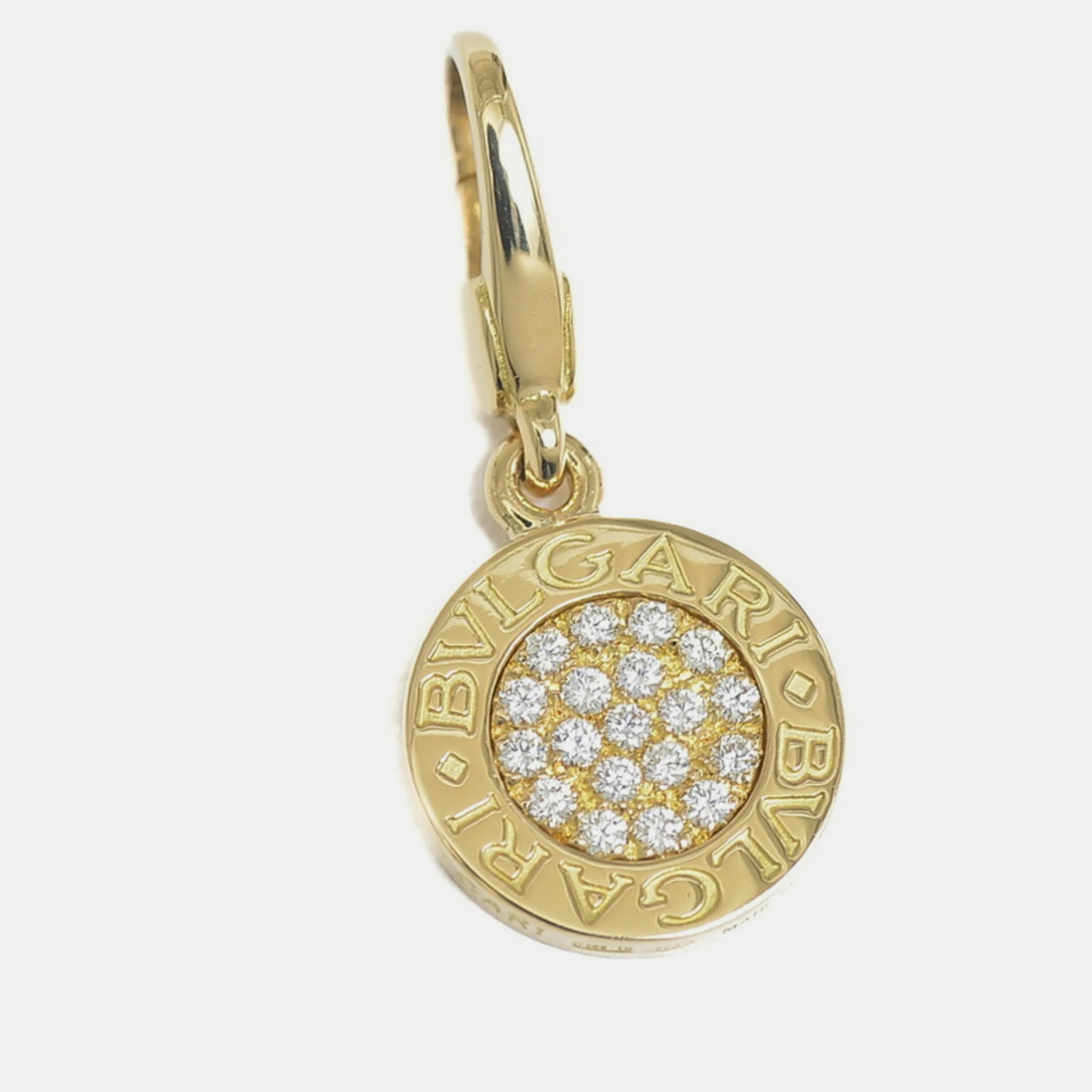 Necklaces  The Luxury Closet Bvlgari 18K Yellow Gold and Diamond Bvlgari Bvlgari Pave Pendant