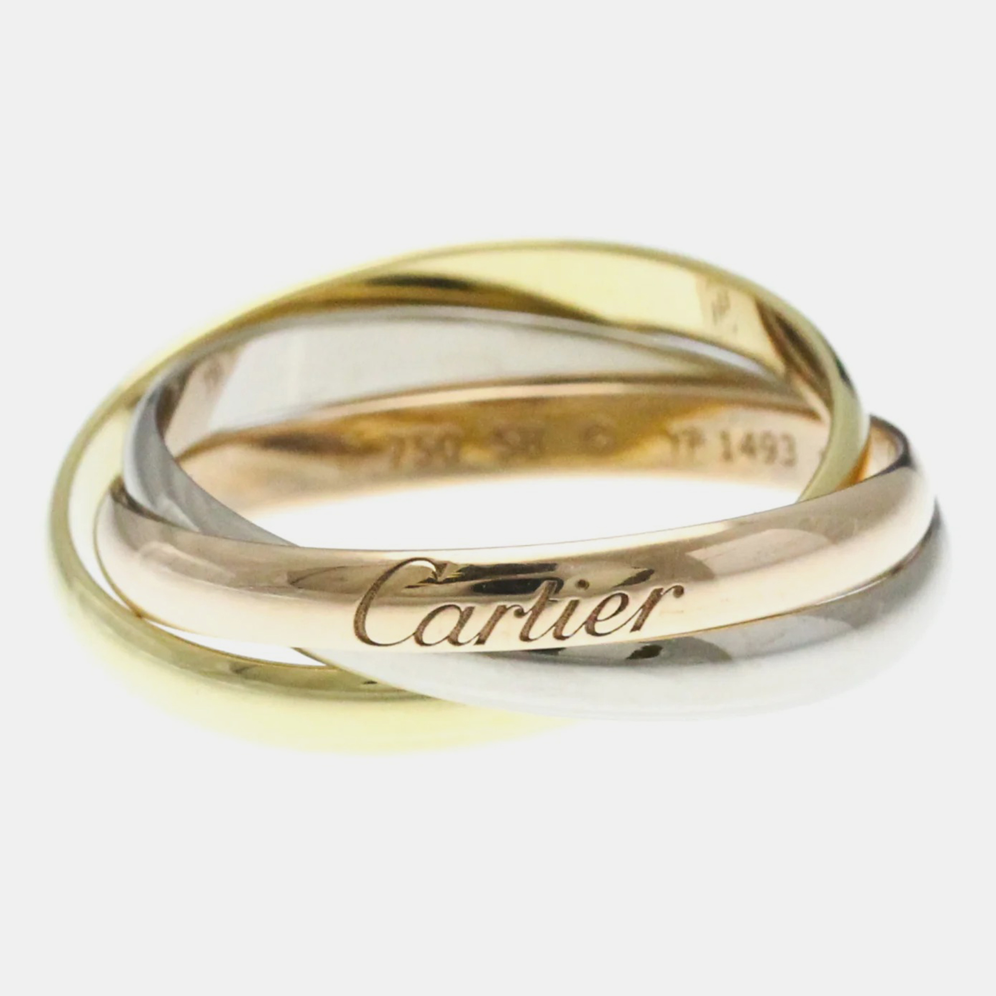 Cartier 18K Yellow, Rose, White Gold Trinity Band Ring EU 58