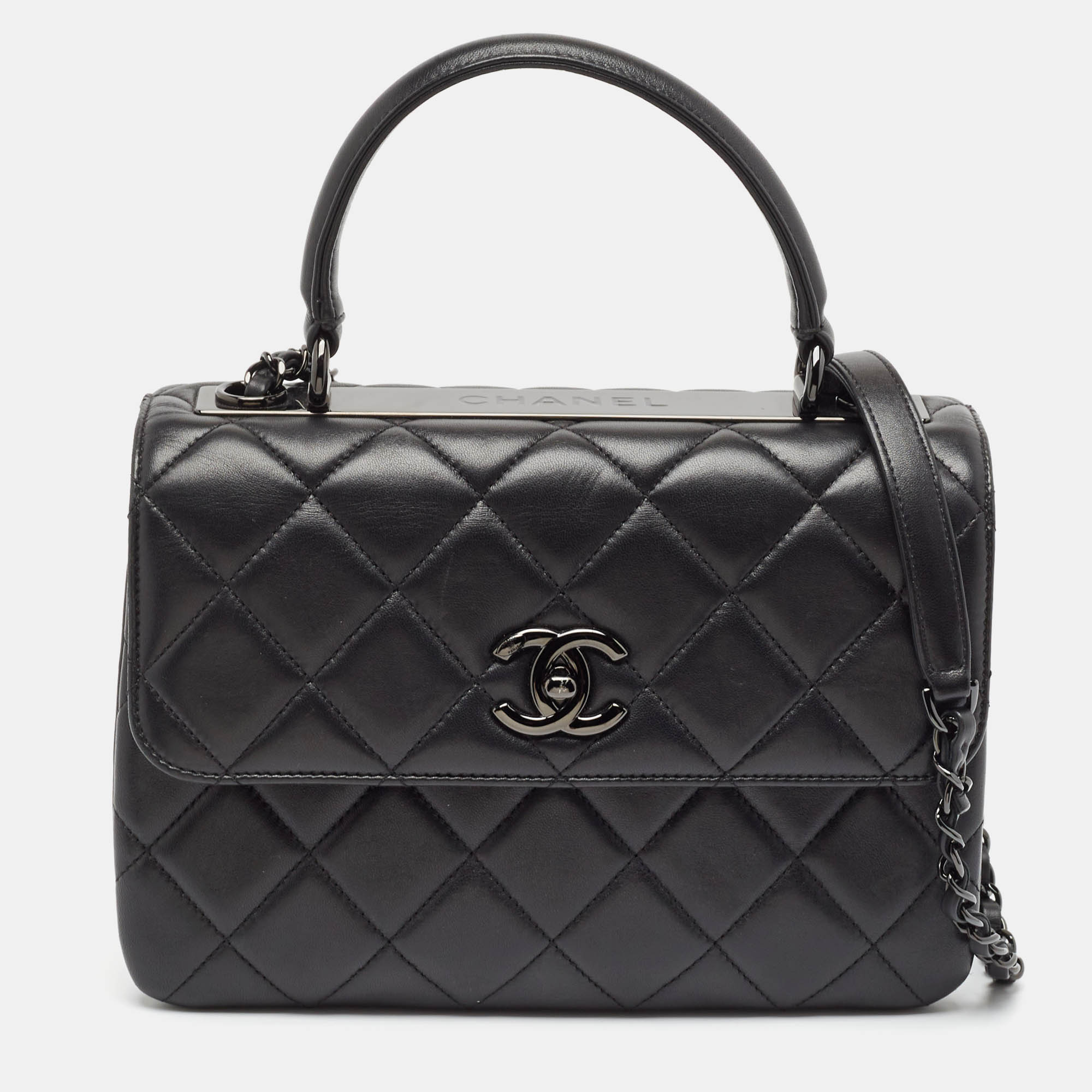 Chanel Black Quilted Leather Small Trendy CC Top Handle Bag