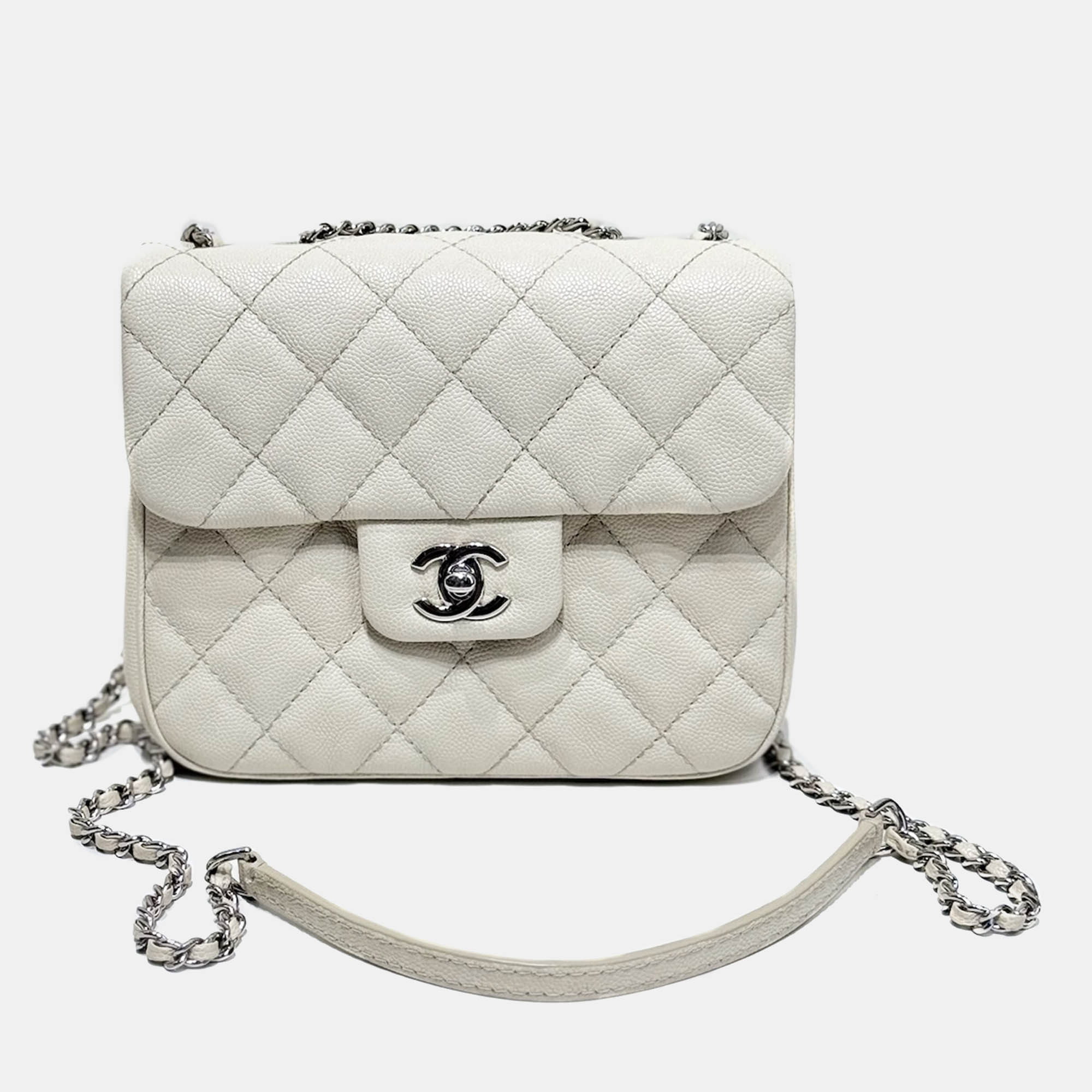 Chanel White Leather Crossbody Handbag