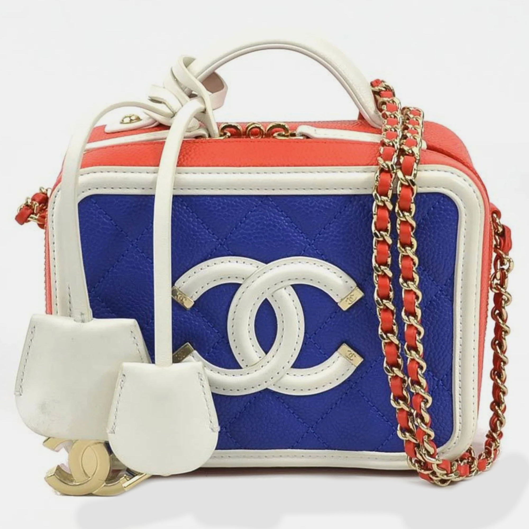 Chanel Multicolor Leather CC Filigree Vanity Case