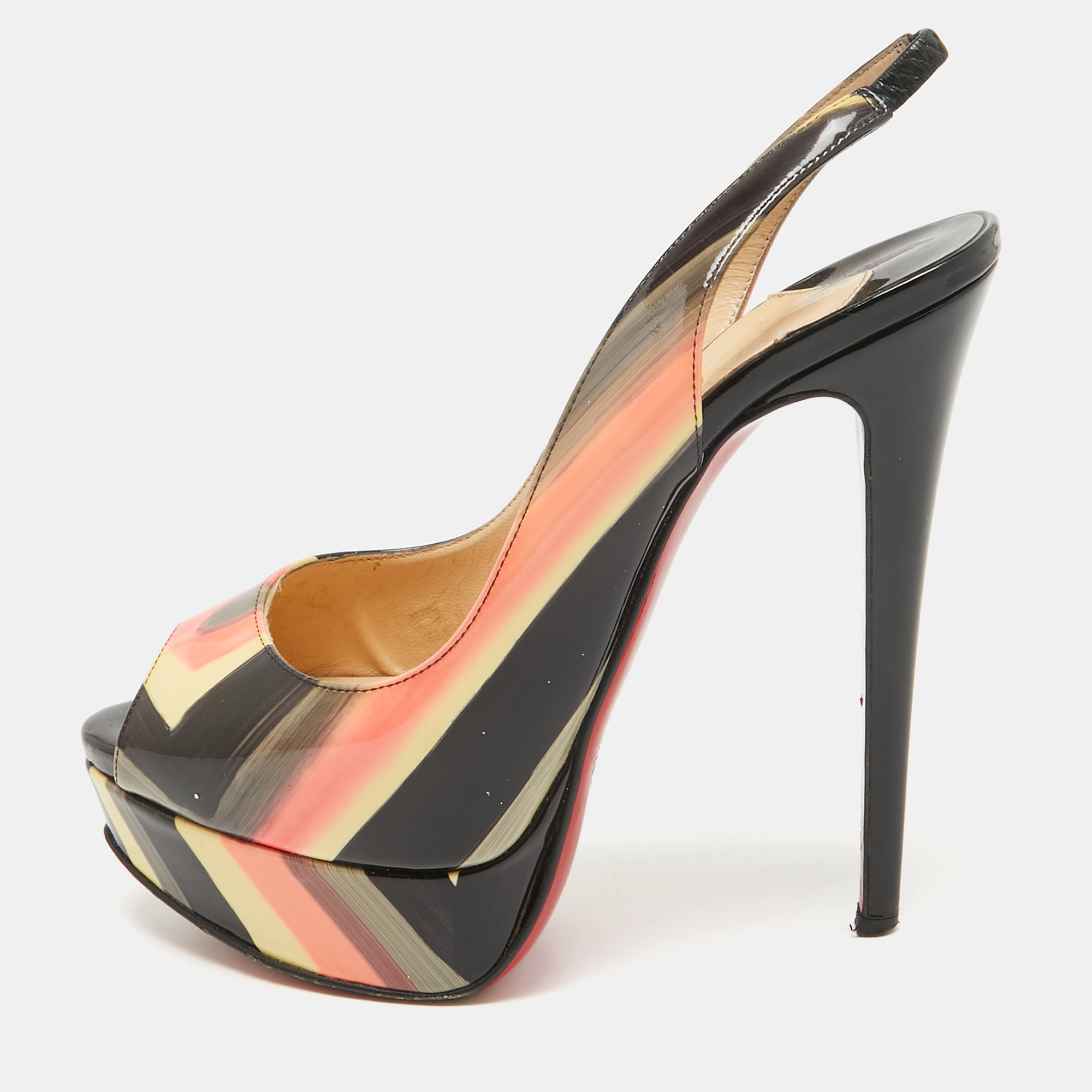 Christian Louboutin Multicolor Lady Peep Sling Pumps Size 36.5