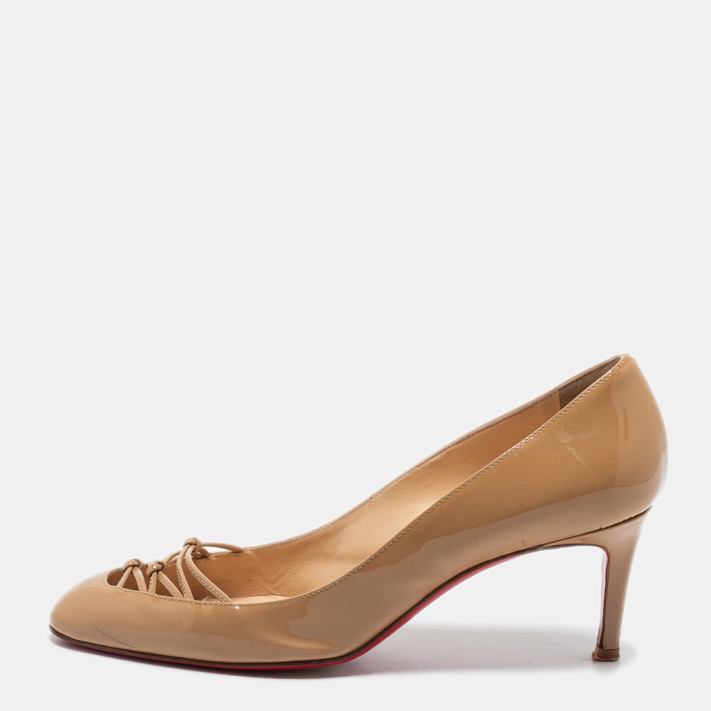 Christian Louboutin Beige Patent Leather Pumps Size 36