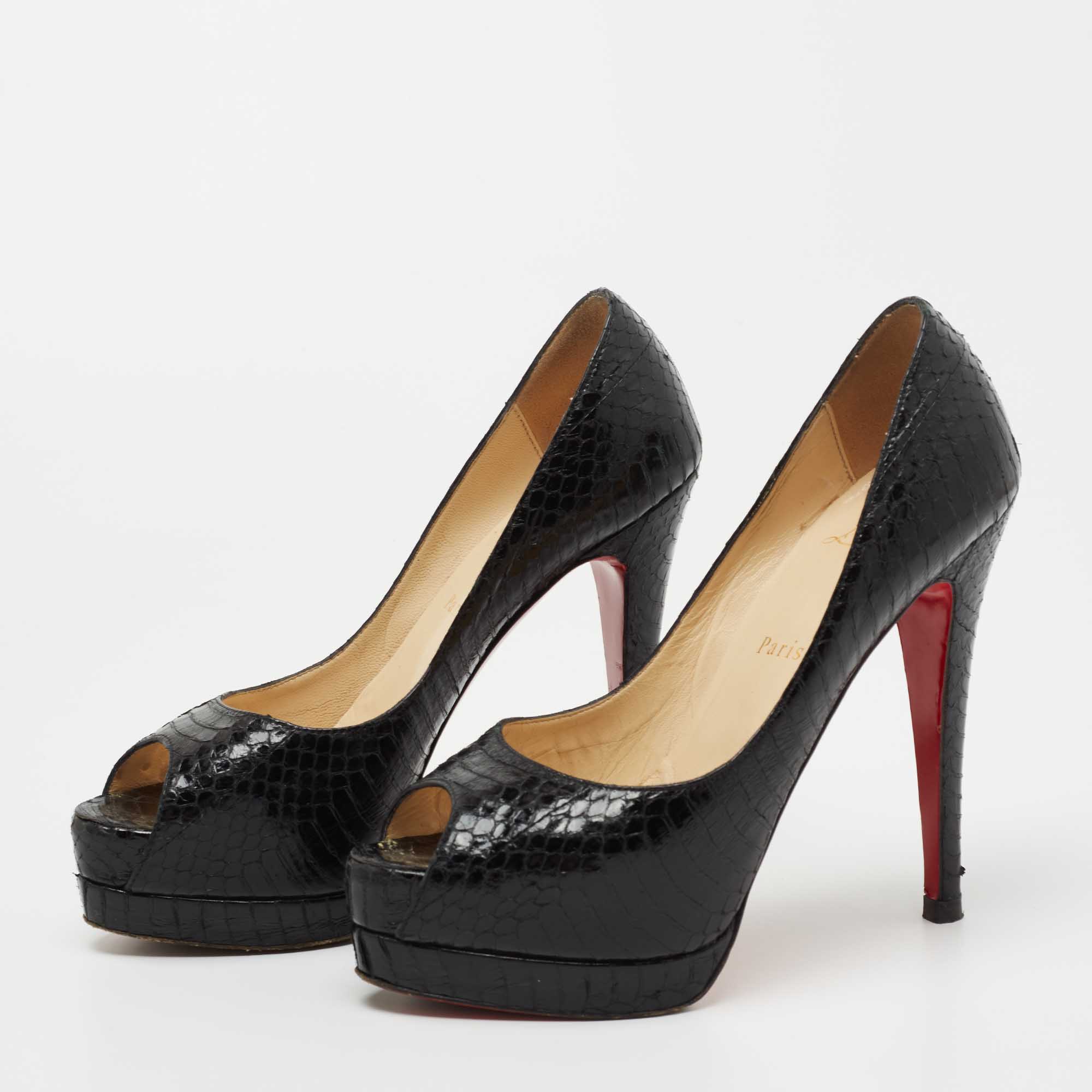 Christian Louboutin Black Python Altadama Pumps Size 36.5