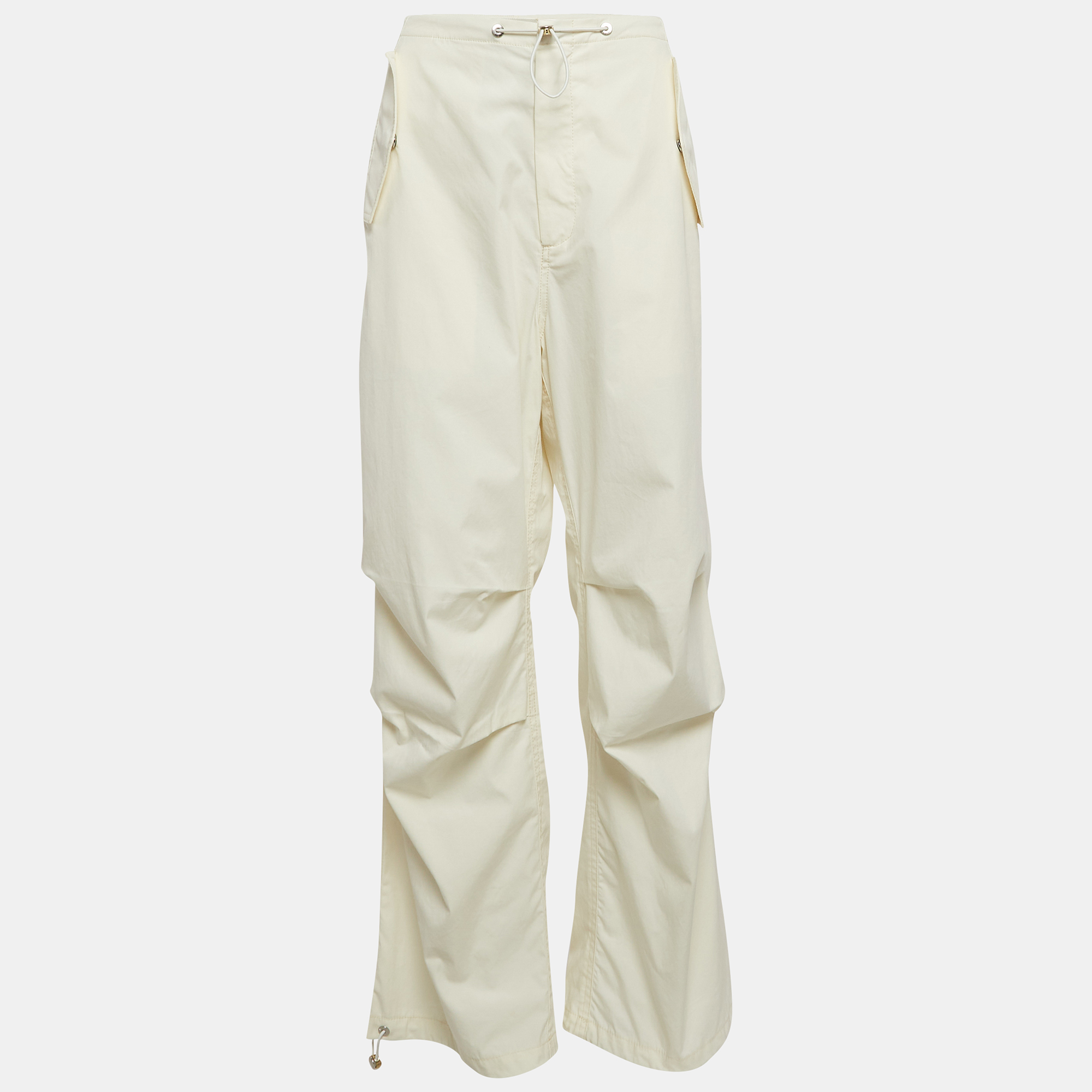 Dion Lee Ivory White Cotton Blend Toggle Parachute Pants S