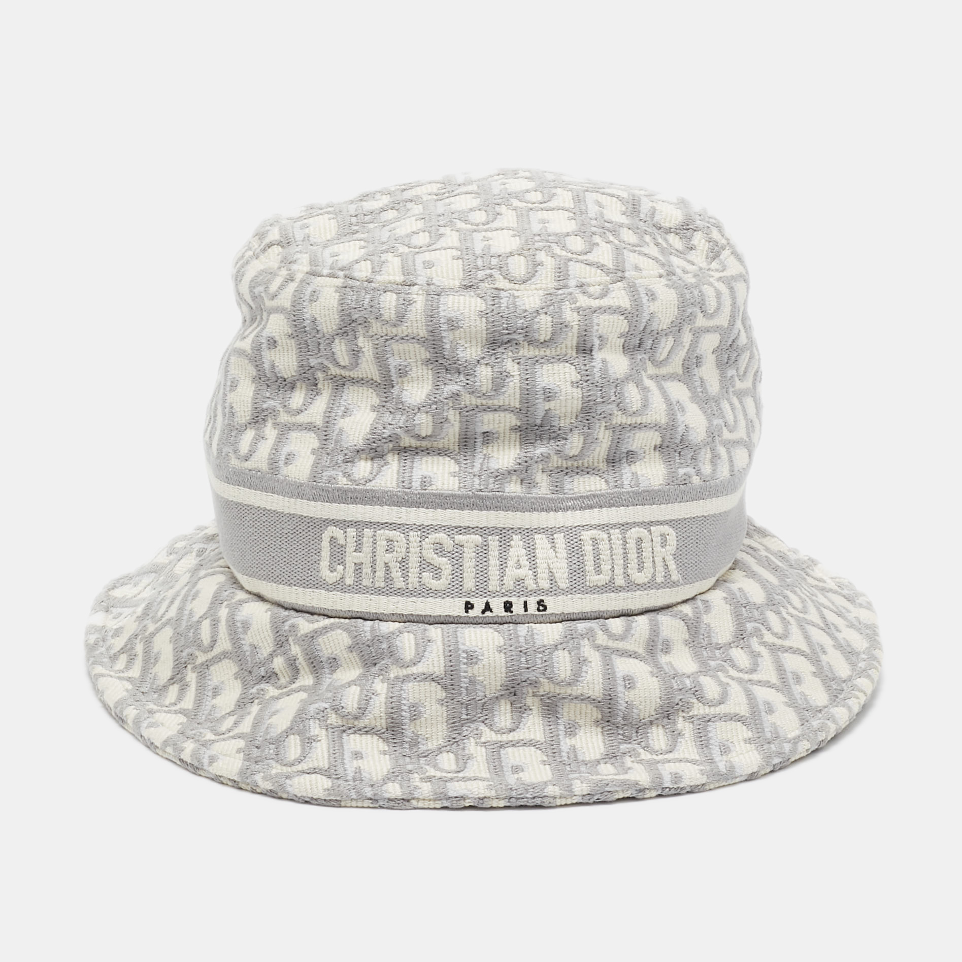 Luggage Accessories Christian Dior Grey Oblique Jacquard Bucket Hat