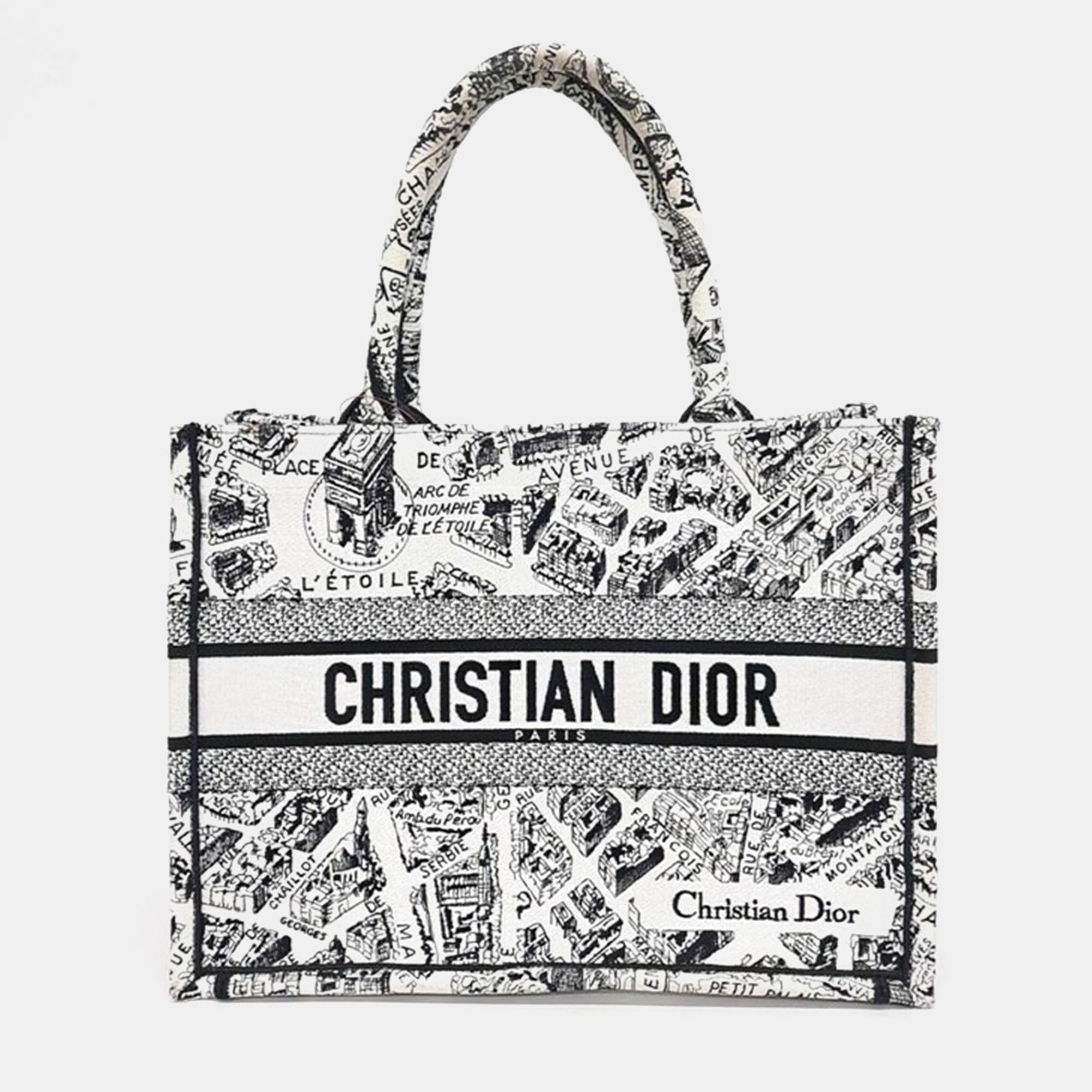 Christian Dior Black Canvas Book Tote 36 Bag